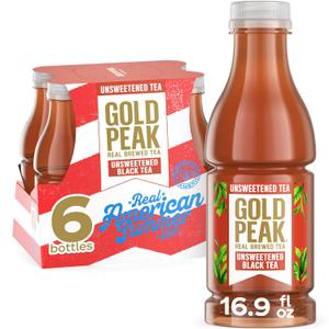 Gold Peak Tea, Unsweet Tea, 16.9 fl oz, 6 Pack