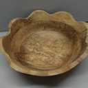 Mela Artisans Scalloped Decorative Wooden Bowl | 12 Inch Mango Wood Fruit & Serving Bowl | Natural Grain Finish | For Kitchen Counter | Snacks | Desserts | Bread | Handcrafted Home Decor (Large (Single))