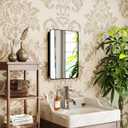 14 x 18 Inch Medicine Cabinet with Mirror, Bathroom Wall Storage Case, Recessed or Surface Mount Metal Vanity Mirror, Fully Assembled, Matte Black Finish