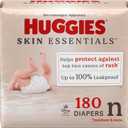 Huggies Size Newborn Diapers, Skin Essentials Baby Diapers, Size Newborn (6-9 lbs), 180 Count (3 Packs of 60)