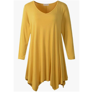 LARACE Plus Size Tops for Women Tunic Asymmetrical Dress Shirts 3/4 Sleeve V Neck Flowy Ladies Clothes for Leggings 3XL