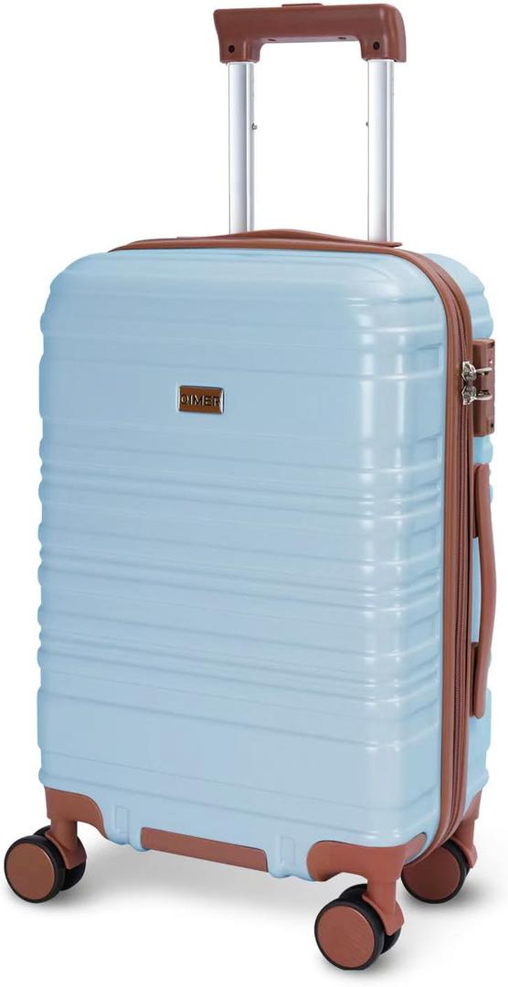 20 Inch Carry on Luggage 22x14x9 Airline Approved Blue PC Hardside YKK ZipperedDouble Spinner Wheels Lightweight Suitcase TSA Lock Travel for Men and Women
