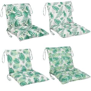 Barydat 4 Pcs Outdoor Patio Chair Cushions with Back, 21.7 x 43.3 Inch Decorative Dining Back Cushions with Tie Buffalo Plaid Indoor Outdoor for Patio Furniture(Fresh Color,Hawaiian)