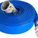 2" x 100 ft Backwash Hose for Swimming Pools, Heavy Duty PVC Water Lay Flat Discharge Hose,Durable Pool Drain Hose with Aluminum Camlock C and E Fittings for Pump And Filters