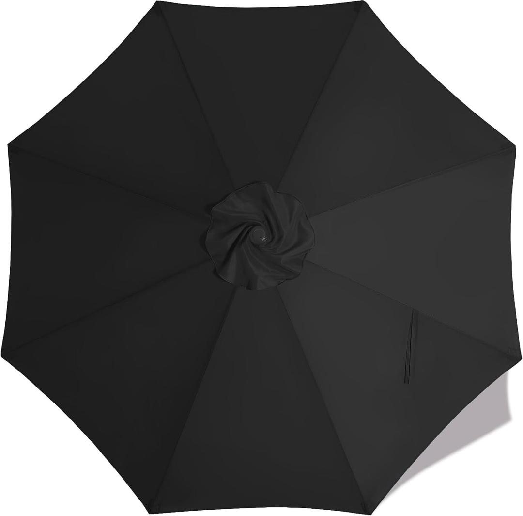 MASTERCANOPY Patio Umbrella 9 ft Replacement Canopy for 8 Ribs-Black Canopy Only