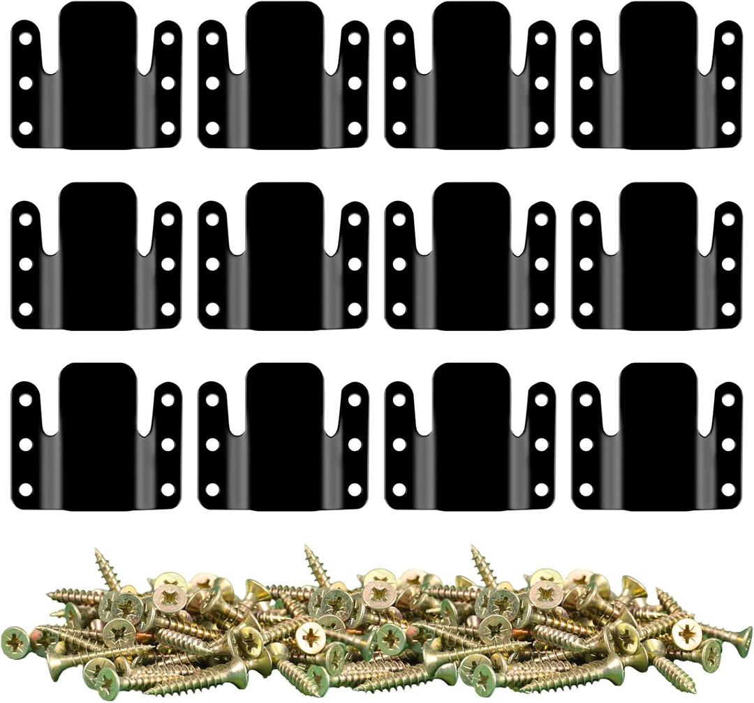 DEEPDREAM 12 Pcs Sectional Couch Clips Metal Sofa Connector Interlocking Furniture With 74 Pcs Screws (Black-12pcs)