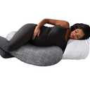 Boppy Cuddle Pregnancy Pillow - Compact Ergonomic Maternity Pillow, Versatile Support, Great Side Sleeper Pillow, Washable, with Cooling Rayon Cover - Gray Basket Weave