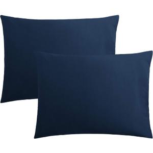 FLXXIE Pillow Cases Standard Size, Soft Microfiber Pillow Covers with Envelope Closure, Wrinkle, Stain Resistant Pillowcases, 2 Piece Set, 20x26, Navy