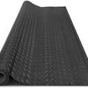 30in x 50in Garage Floor Mat, 2.8mm Thickened Flooring Roll for Under Car, Golf Cart Parking Mat, Diamond Plate PVC Rubber Motorcycle Mat, Non-Slip Floor Protector for Garage Warehouse Trailer, Black