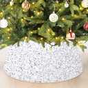 FANPROMS White Sequin Christmas Tree Collar 28 Inch Round Velvet Xmas Trees Skirts Sparkling Paillette Tree Ring Shiny Glitter Skirt Cover Farmhouse Decoration for Christmas New Year Holiday Party