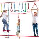 Ninja Warrior Obstacle Course for Kids60ft Ninja Slackline-with 8 Pcs Accessories,Tree Protector & Carry Bag Ninja Course for Kids Outside-Backyard Zip Line for Kids