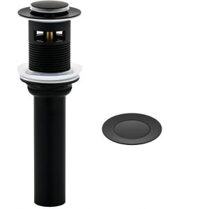 Matte Black Bathroom Sink Drain with Overflow - Small Cap Pop up Drain Fit for Large Sink Standard 1 3/4" Drain Opening with Hair Catcher Basket