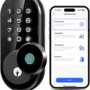 TEEHO TE342 Fingerprint Smart Keyless Entry Door Lock with Keypad, Bluetooth App Remote Control - Electronic Deadbolt for Front Door - Auto Lock - Matte Black