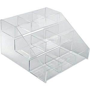 Azar Displays 326039 Three-Tier Counter with 9-Compartment Counter Step Display, 12" W x 11.75" D x 7.125" H