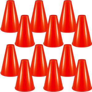 Woanger 12 Pieces Cheer Megaphone for Party Favors Sports Cheers Party Noisemaker DIY Plastic Megaphone for Sports Match Mardi Gras Outdoor Activities(Red)