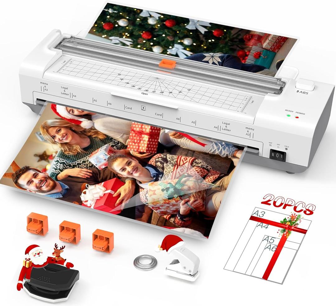 Laminator Machine 13 Inch Lamination Machine with Auto Paper Feed, Never Jam A3 Thermal Lamination, 20 Laminating Sheets 10-in-1 Laminator with Cutter, Trimmer & Corner Rounder for Office School Home