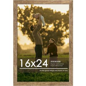 16x24 Picture Frame, Natural Woodgrain Brown 16 x 24 Poster Frame for Horizontal or Vertical Wall Mounting, 1 Pack