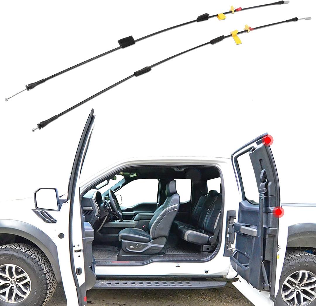 Rear Door Upper Latch Cables Left and Right Side Compatible with 1997-2004 Ford F150, 1997-1999 F250, 2004 F150 Heritage - Extended Cabs Only - Replaces 6L3Z18264A27A 6L3Z18264A26A