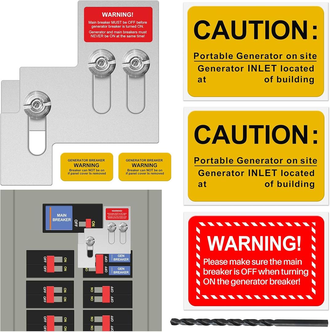 Generator Interlock Kit for Square D QO or Homeline 100 or 125 Amp Panels, 3/4-7/8 Inch Spacing Between Main and Branch Breaker, Interlock Breaker Kit