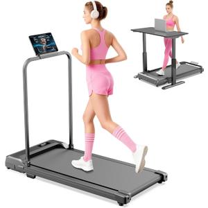 Walking Pad Treadmill for Home - Foldable Compact Treadmills with Handle Bar Portable Running Pad 0.6-4MPH with Remote Control LED Display Mini Caminadora Indoor Walk Machine for Office Small Spaces