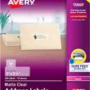 Avery Printable Address Labels for Laser Printers, 1" x 2-5/8", Matte Clear, 300 Blank Mailing Labels (15660)