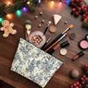 Vintage Chinoiserie Floral Makeup Bag Gifts for Women, Blue and White Floral Cosmetic Bag, Grandmillennial Toile de Jouy Aesthetic Zipper Makeup Pouch Travel Toiletry Bags