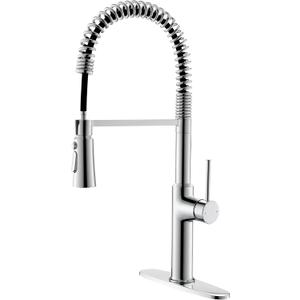 Polished Chrome Kitchen Faucets,Commercial High Arc Single Handle Kitchen Faucets with Pull Down Sprayer for Farmhouse Resist Stainless Professional Pre-Rinse