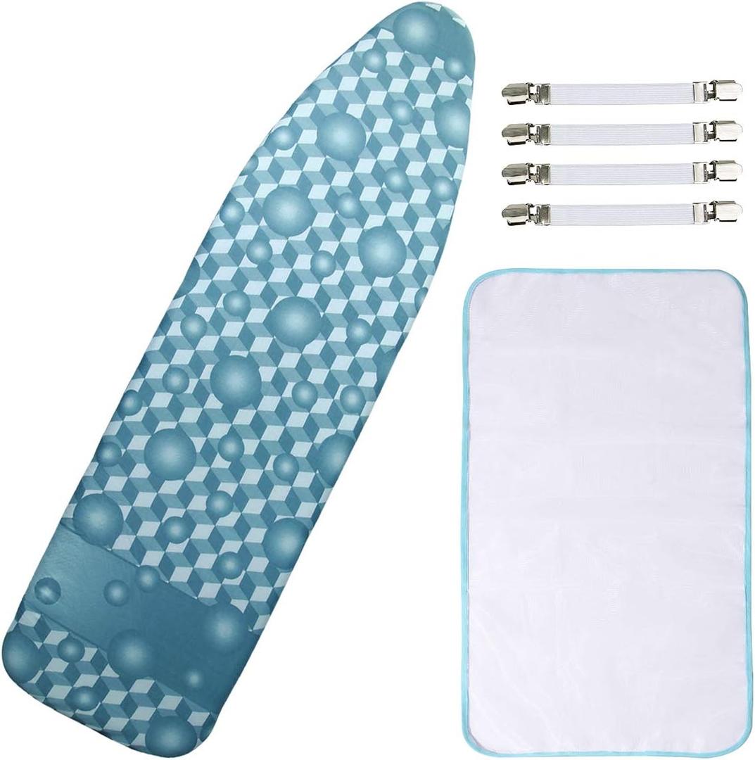 Dalykate 15x54 Ironing Board Cover and Pad with Elastic Edge and Scorch and Stain Resistant Thick Padding Ironing Board Covers 4 Fasteners and Protective Scorch Mesh Cloth (Berry Blue)