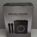 Karaoke Machine for Adults, Portable Bluetooth Speaker with 2 Wireless Microphones and Lights Show, Karaoke Speaker with Bass & Treble, Supports for TWS,USB,FM,REC,AUX in,TF Card for Party/Meeting (Black)