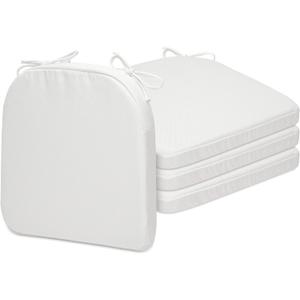 SQUARE MOON Chair Cushions for Dining Chairs, High Resilience Foam Dining Room Chair Pads, Kitchen Seat Cushions with Ties, Machine Washable, 17" x 16" x 2", 4/Pack, White