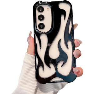 Fashion Flame Bumper Case for Samsung Galaxy S23 Ultra Case [3D Deluxe Color Plating] [Hollow Heat Dissipation Design] Ultra Slim Shockproof Protective Soft Cover - Black