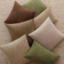 Foindtower Set of 2 Decorative Textured Burlap Linen Throw Pillow Covers Farmhouse Boho Cushion Cover Solid Accent Pillowcase for Couch Sofa Bed Living Room Home Decor, 2222 Inch,Olive Green