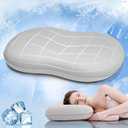 Elegear Deep Sleep Cooling Neck Pillow, Cervical Neck Support Pillow for Pain Relief with Zero-Pressure Tech & Built-in Springs Design, Ergonomic Contour Memory Foam Pillows for Back&Side Sleepers - M