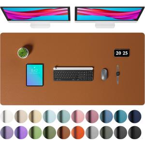 Aothia Faux Leather Desk Mat – Large Mouse Pad, Non-Slip PU Leather Blotter, Waterproof Writing Surface for Office and Home (Brown, 47.2" x 23.6")