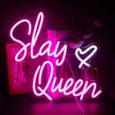Slay Queen Neon Sign Pink White LED Neon Light Up Signs for Wall Decor Usb Neon Light for Bedroom Preppy Girl Aesthetic Room Dorm Decor Y2k Party Gifts
