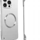 iPhone Case,Luxury Magnetic Metal Gloss Matte Ultra Thin Frameless,Compatible with Magsafe Slim Hard PC Protection Shockproof Phone Case (Silver,iPhone 12 Pro Max)