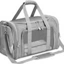 Soft-Sided Cat/Dog/Pet Carrier, Collapsible Pets Travel Carriers for Big Cats/Small Dogs with Shoulder Strap & Removable Mat, Mesh Puppy Carry Bag, Up to 16 Lbs, TSA Airline Approved(Gray)