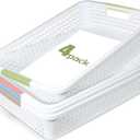 ShineMe 4pack Paper Trays for Classroom Organization, Solid Plastic Baskets for Organizing, Sturdy and Stackable Turn in Bins with Colored Handle for Home, Office, Pantry Room, Desk Drawer Organizers