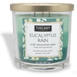 Tuscany Candle Eucalyptus Rain Long-Lasting Scented Jar Candle, 14 oz