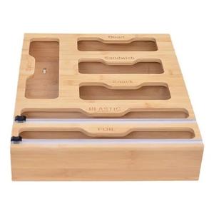 SpaceAid Bag Storage Organizer for Kitchen Drawer, Bamboo Organizer, Compatible with Gallon, Quart, Sandwich and Snack Variety Size Bag (1 Box 6 Slots) (Natural, 3"H)