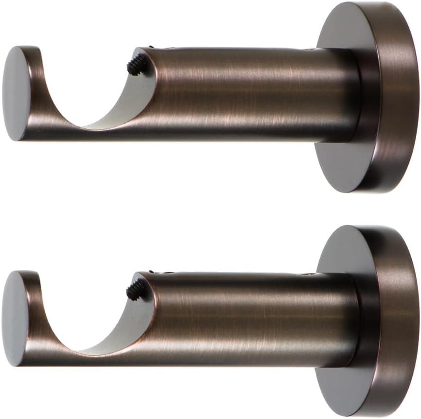 Ivilon Ceiling or Wall Mount Curtain Rod Brackets Holders for Curtain Rods of 7/8 and 1 Inch Diameter. Set of 2. Color ORB