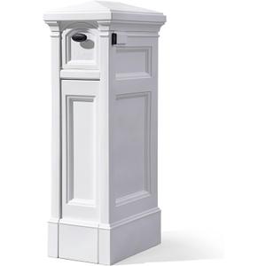 Step2 Atherton Reserve Storage Mailbox & Post, Extra Storage, Weather Resistant, Large Outdoor Mailboxes, Made of Durable Plastic, Easy to Install, Flag Included, Classic White
