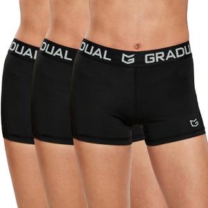 G Gradual Women's Spandex Compression Volleyball Shorts 3" /7" Workout Pro Shorts for Women (Large, 3 Pack:black/Black/Black)