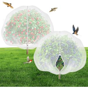 Fruit Tree Netting with Zipper & Drawstring - 8'x8' Garden Plant Net Pest Barrier to Prevent Cicadas Bird Squirrel Deer - Bug Protection for Blueberry Tomato with Fine Mesh Insect Cover(2 Pack)