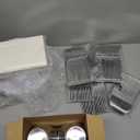 GATHER 350PCS Silver Plastic Plates - White and Silver Disposable Plates for 50 Guests Includes 50 Dinner Plates 50 Dessert Plate 50 Napkins 150 Silvery Cutlery and 50 Cups for Party & Christmas