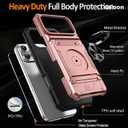 for iPhone 17 Pro Wallet Case with Card Holder + 1 Screen Protector, (2 Cards) & 360Ring Kickstand Military Grade Drop Shockproof Rugged Case for iPhone 17 Pro 6.3" (Rose Gold)