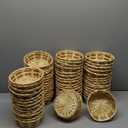 Sintuff 60 Pcs Small Woven Basket Easter Round Bamboo Gift Baskets 6.5 x 2 Inches Wicker Berry Bread Fruit Basket Empty Food Serving Baskets for Picnic Kitchen Restaurant