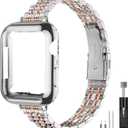 Slim Watch Band Compatible with Apple Watch 41mm 45mm 42mm 44mm 40mm 38mm Metal Stainless Steel Watchband Suitable for iWatch 10/9/8/7/6/5/4/3/2/1/SE Series Women Luxury Strap