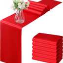 Horbaunal 6 Pack Satin Runners 12 x 72 Inch Bright Silky Smooth Satin Table Runners for Birthday Wedding Party Banquets, Red