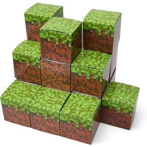24 Pcs Pixel Paper Boxes, Video Game Party Decorations Supplies, Gaming Thematic Pixelated Favor Box - 3.5 x 3.5 Inch